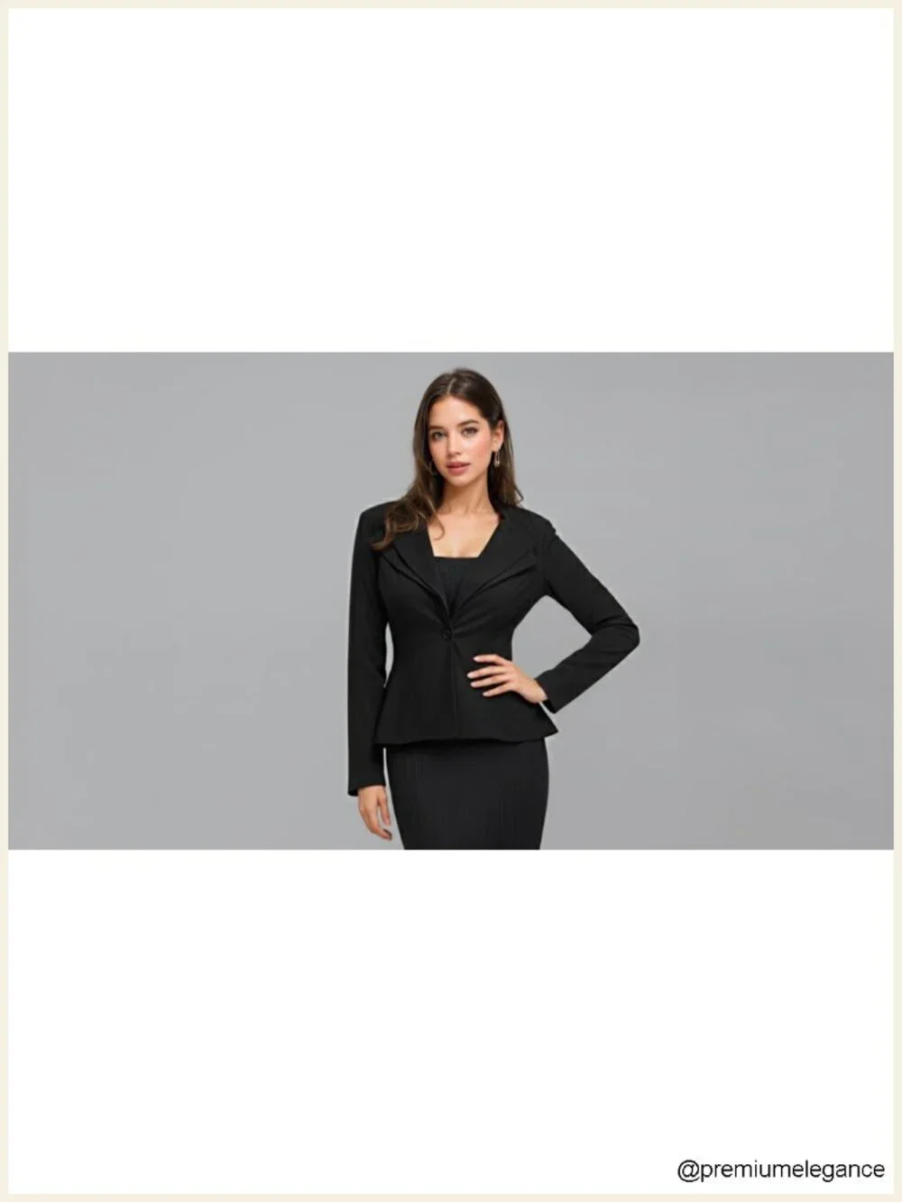 Ultra Stretch Office Blazer Double Notch Lapel Shoulder Pads Work